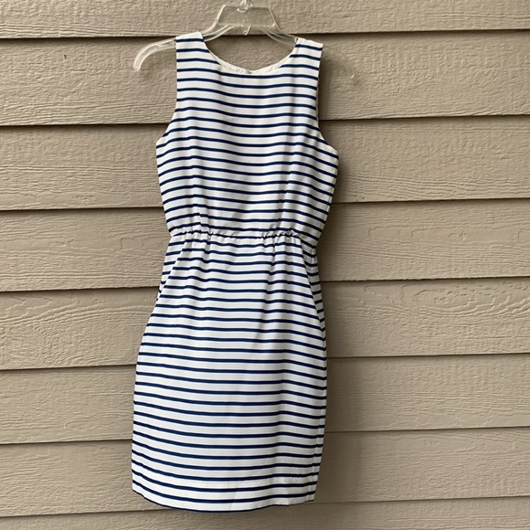 J.Crew Navy and White Striped Nautical Cinched Waist Dress - Picture 2 of 7
